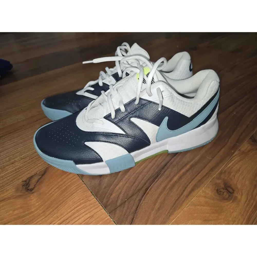 Size 13 - NikeCourt Lite 4 Armory Navy Denim Turquoise Used Excellent - Picture 5 of 8